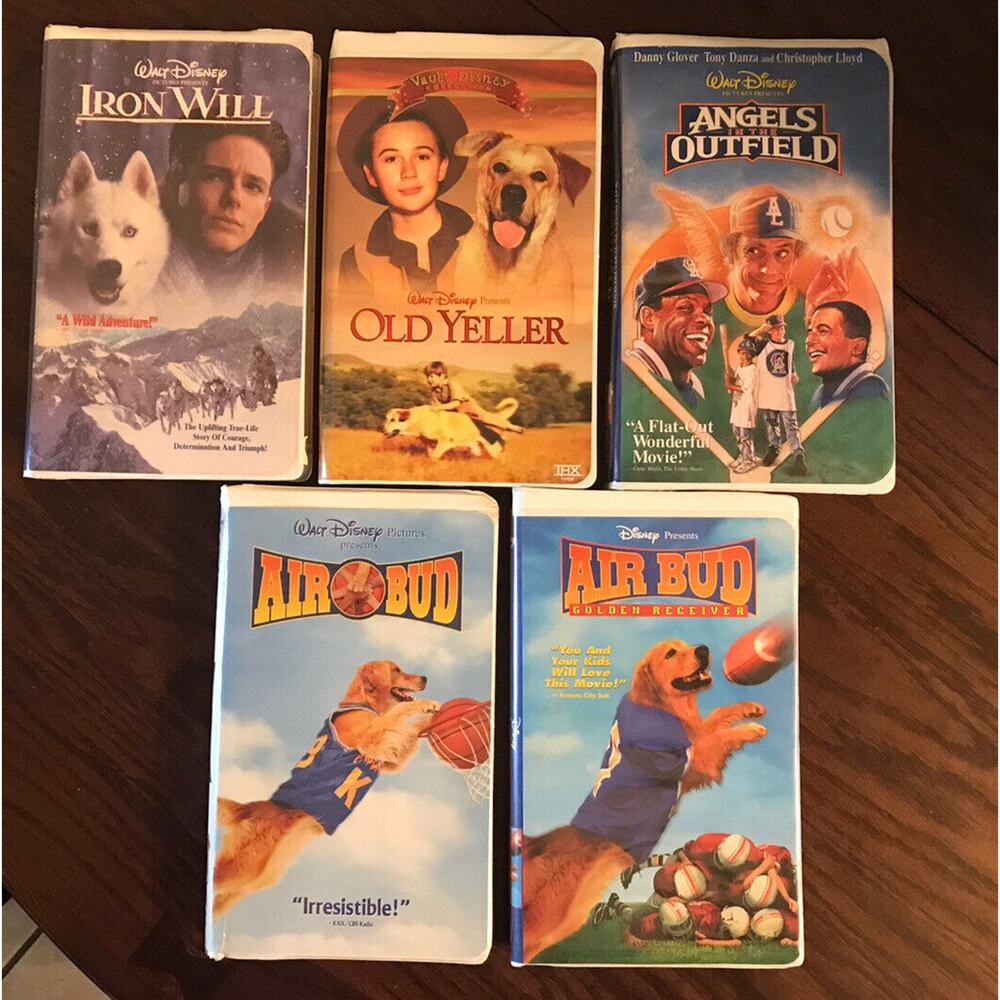 Walt Disney Live Action 5 VHS Lot Air Bud Old Yeller Angels In The Outfield
